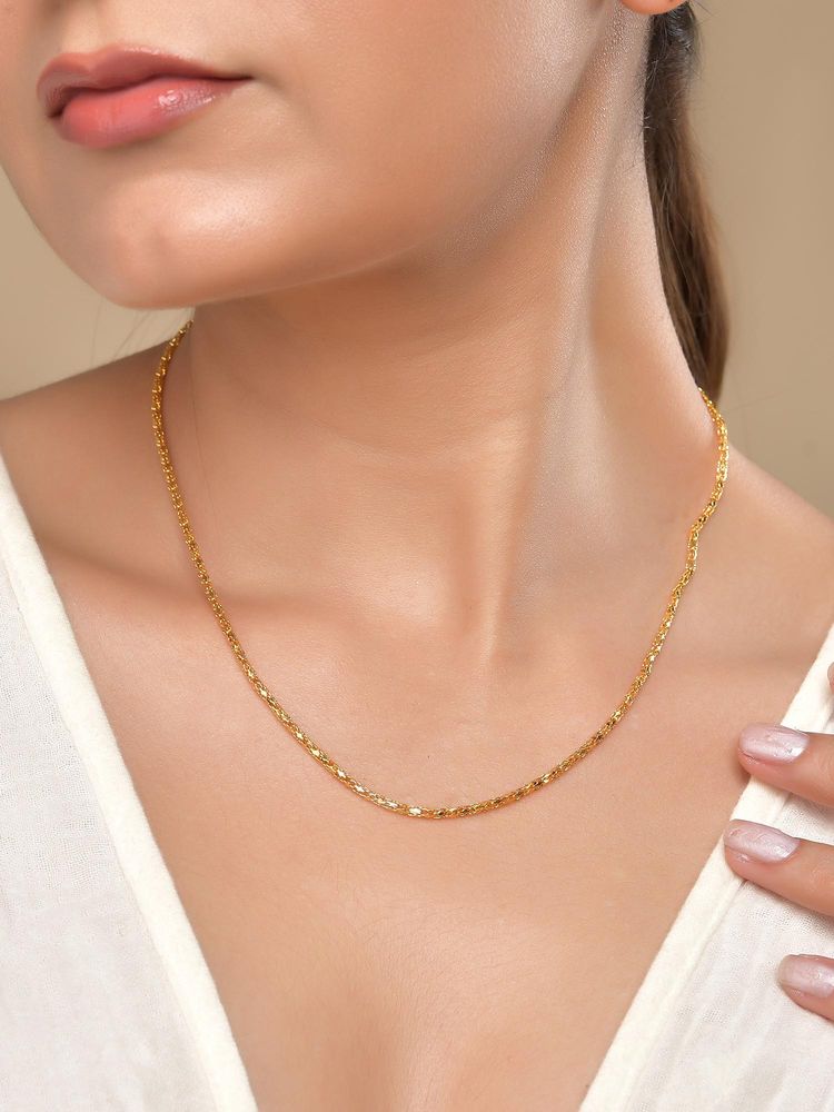 VOJ Women Gold Plated Stainless Steel Simple Necklace-image-4
