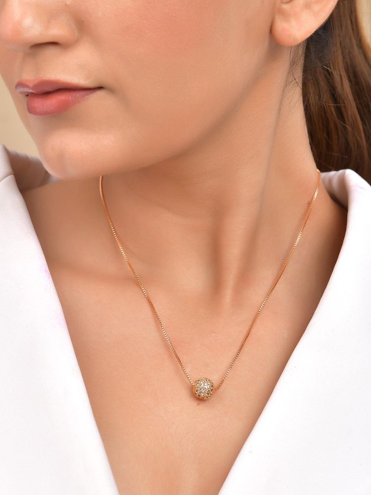 VOJ Gold-Toned Women Stone Studded Designer Necklace-image-3