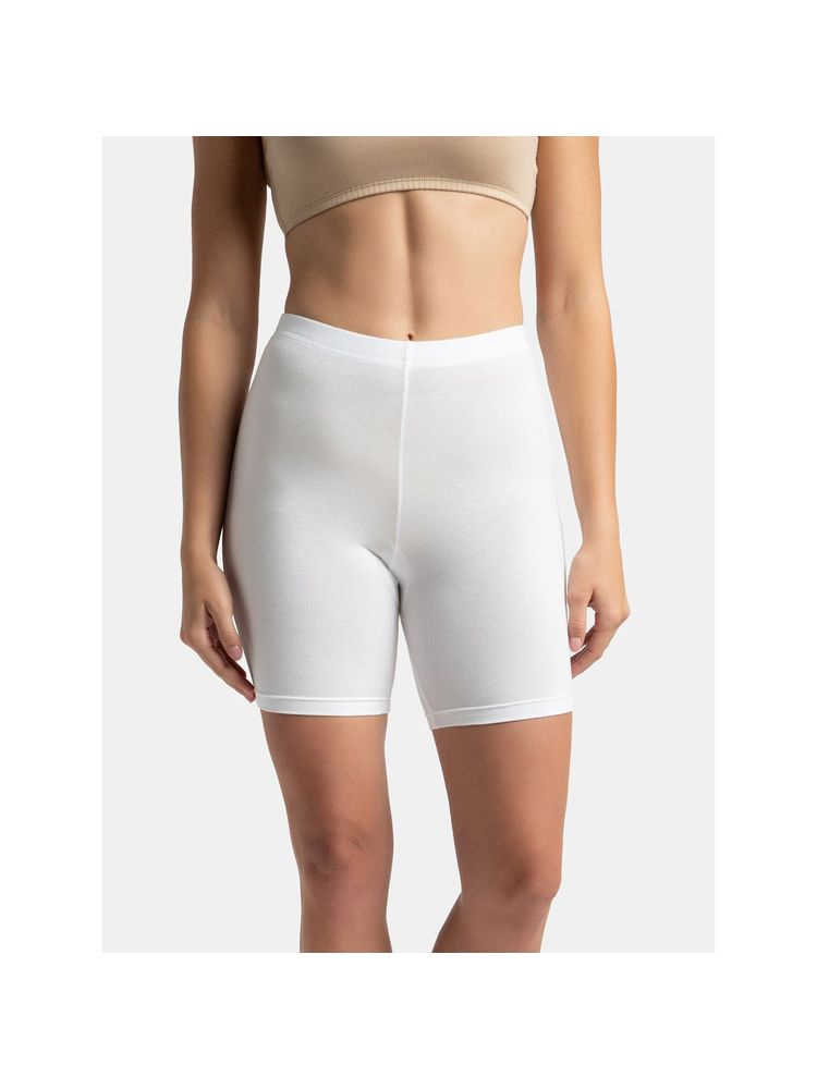 Jockey 1529 Women High Coverage Super Combed Cotton Elastane Shorties - White