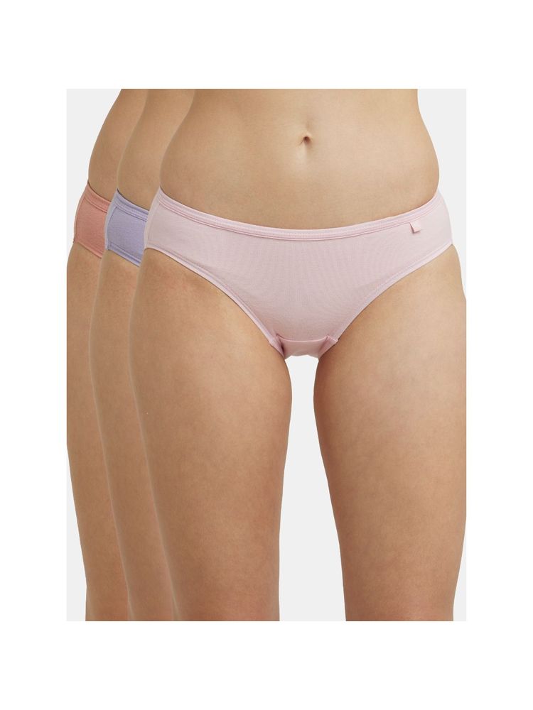 Jockey 1410 Women Medium Coverage Super Combed Cotton Bikini - Lt Assorted (Pack of 3)
