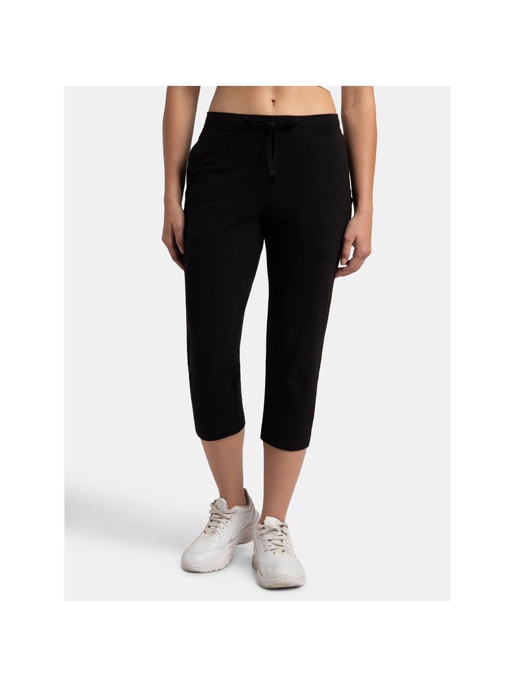 Jockey 1300 Women Super Combed Cotton Elastane Capri - Black