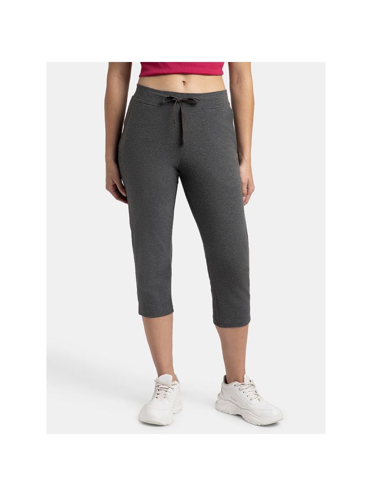 Jockey 1300 Women Super Combed Cotton Elastane Capri - Charcoal Melange