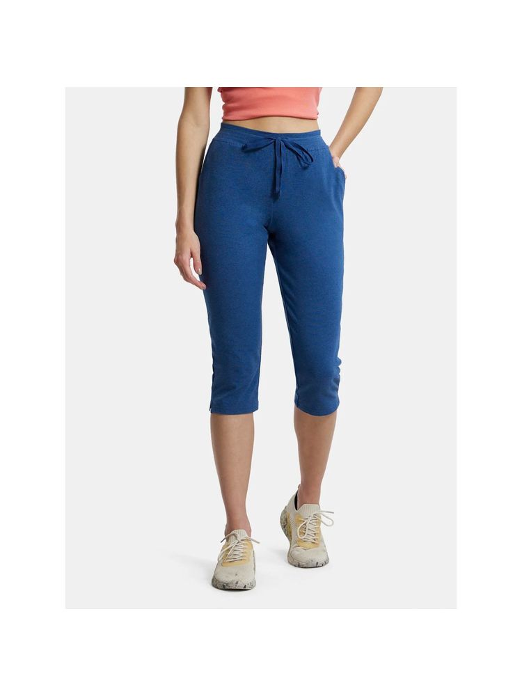 Jockey 1300 Women Super Combed Cotton Elastane Capri - Vintage Denim Melange