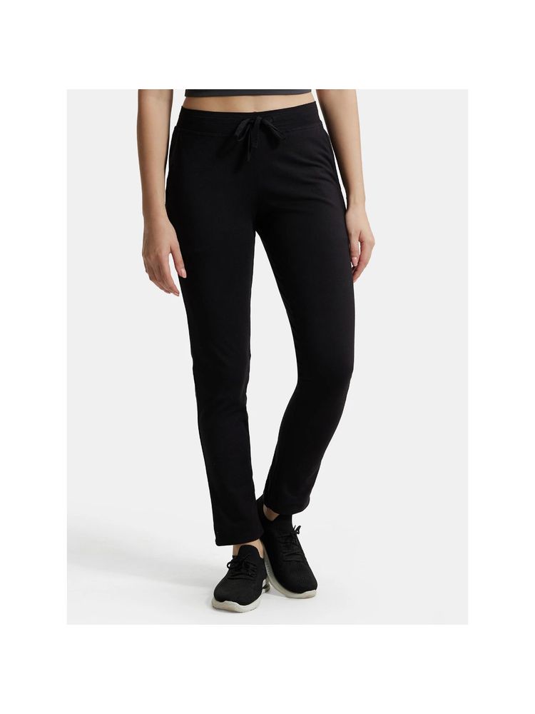 Jockey 1301 Women Super Combed Cotton Elastane Trackpants - Black