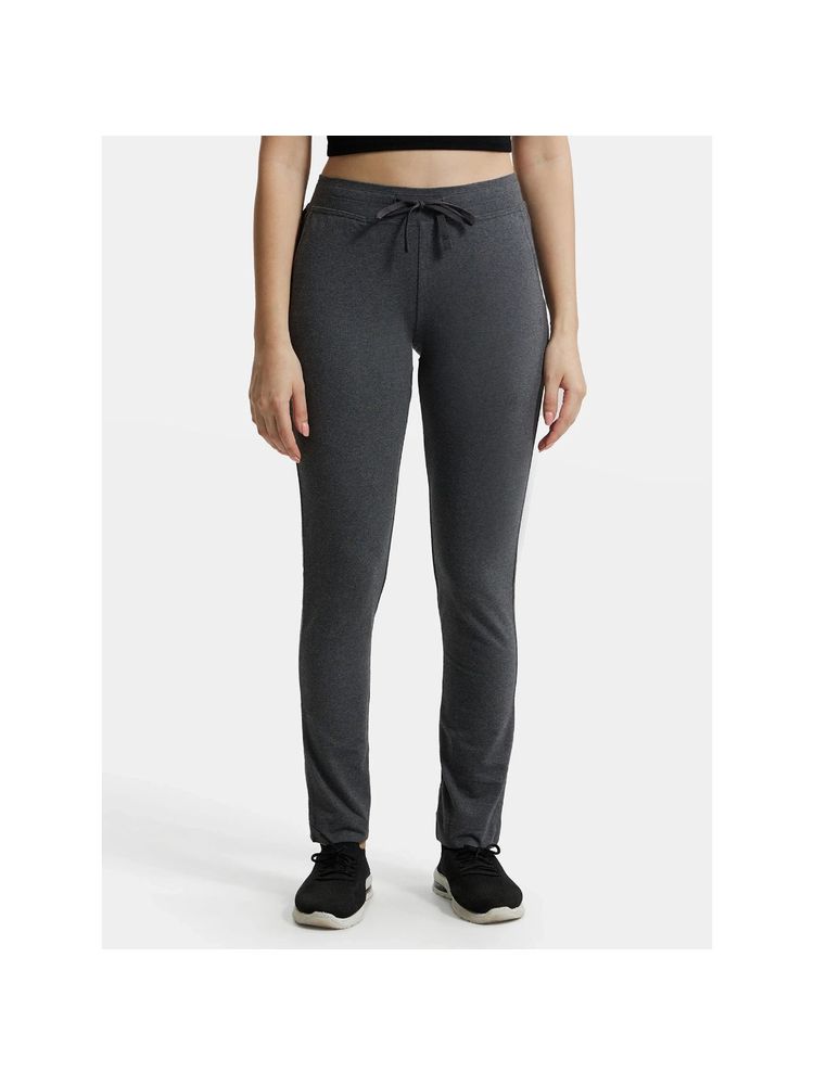 Jockey 1301 Women Super Combed Cotton Elastane Trackpants - Charcoal Melange