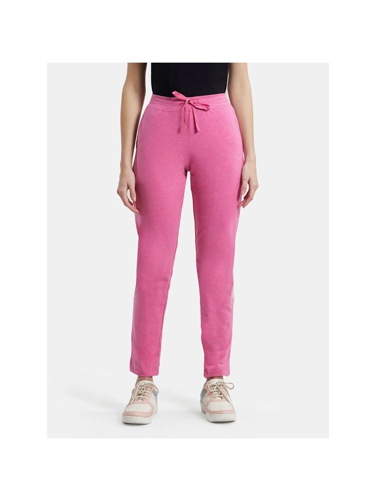 Jockey 1301 Women Super Combed Cotton Elastane Trackpants - Ibis Rose Melange-image-4