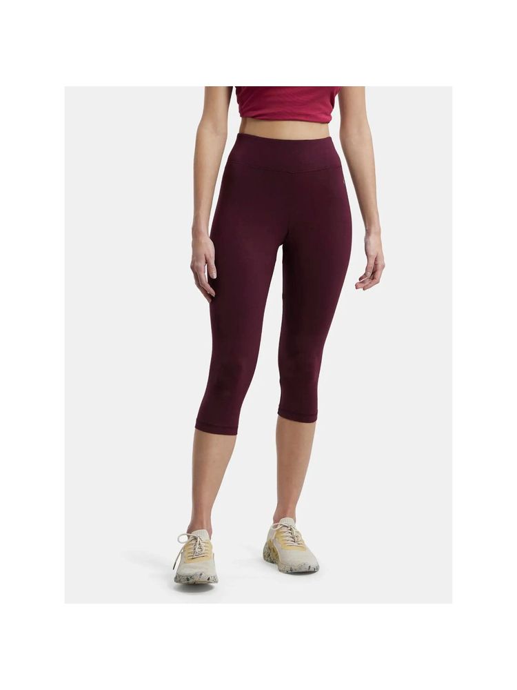 Jockey 1391 Women Super Combed Cotton Elastane Capri - Wine Tasting & Biscay bay