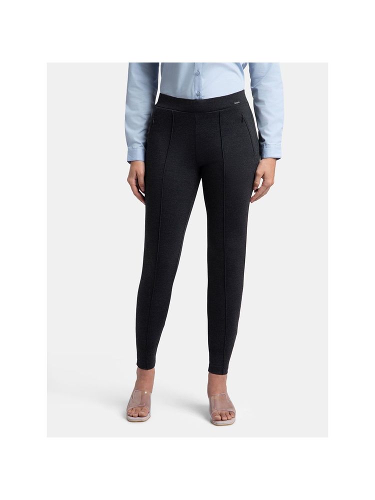 Jockey IW05 Women Rayon Nylon Elastane Stretch Treggings - Black Melange-image-29