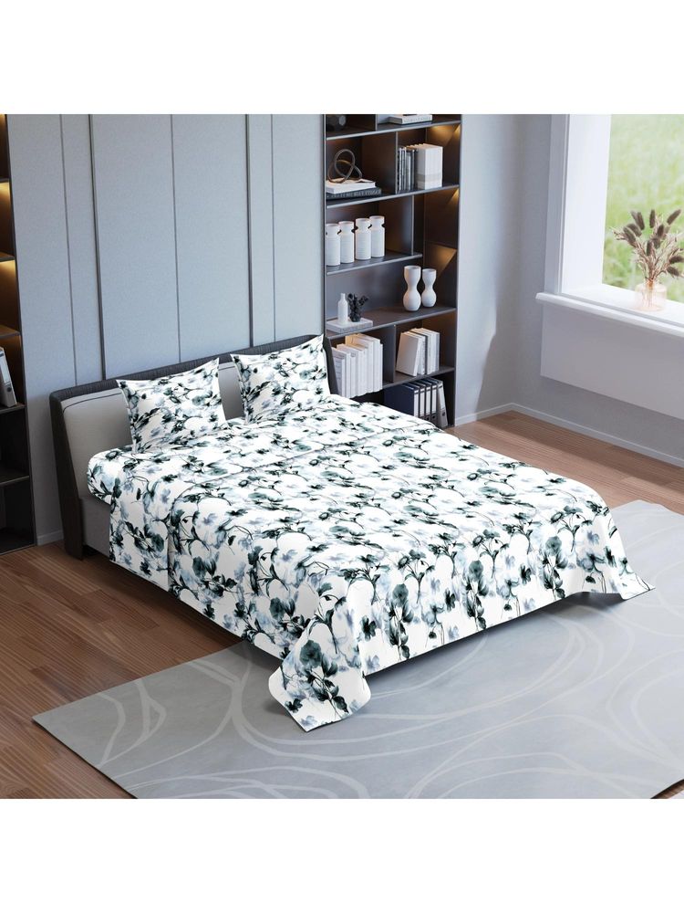 Synergized Cotton Floral Bloom Luxurious King Bedsheet 190Tc Twill Weave with 2 Pillow Covers-image-45
