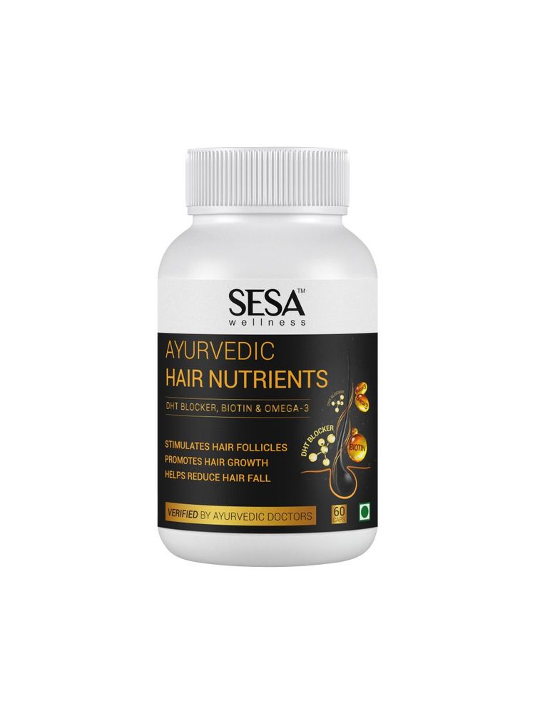 SESA DHT Blocker Ayurvedic Hair Nutrients Biotin Vitamins 60 Capsules Omega-3 & Flaxseeds 100% Veg-picture-23