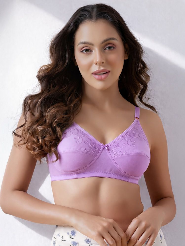 Clovia Lavender Cotton Non-Padded Non-Wired Full-Figure Bra-picture-32