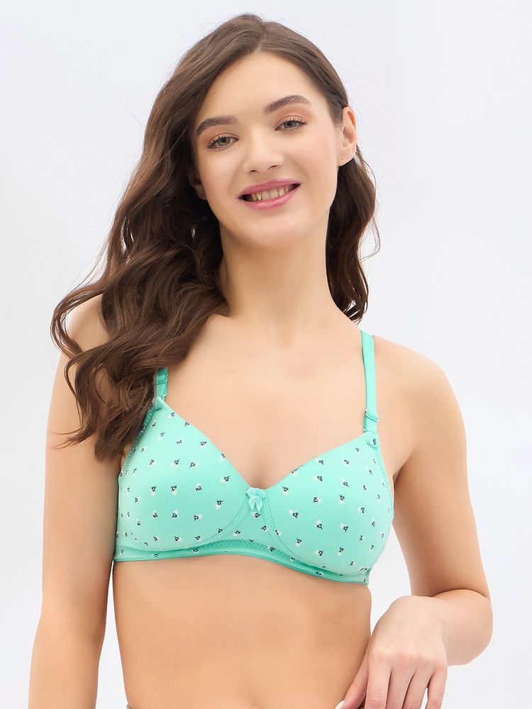 Clovia Cotton Padded Non-Wired Full Coverage Floral Print Multiway T-Shirt Bra-picture-15