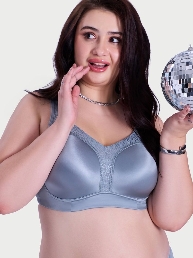 Enamor Grey Full Figure Satin Minimizer Bra-picture-16