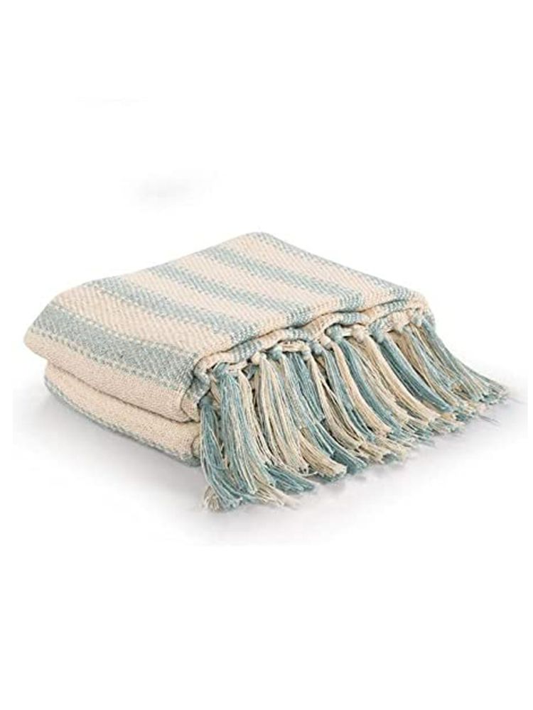 Sashaa World Striped Sofa Throw in Sky Blue Color-picture-10