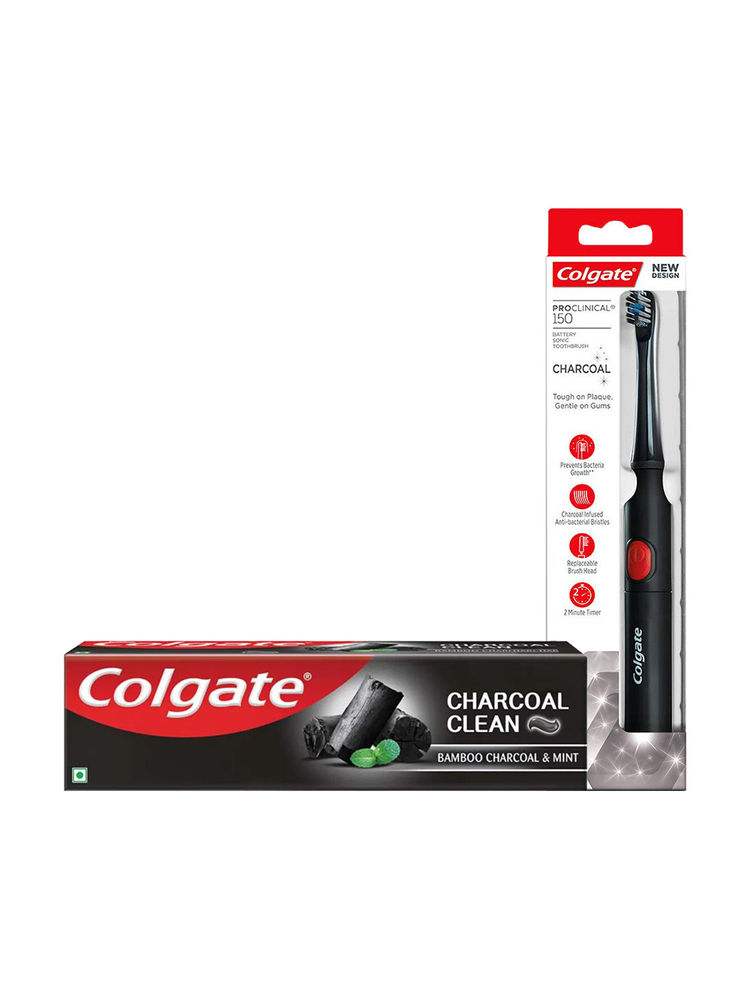 Colgate ProClinical 150 Charcoal Battery Powered Toothbrush and Charcoal Clean Toothpaste