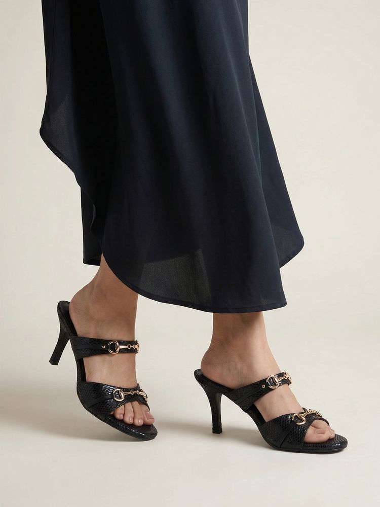 Chaal Chalan Black PU Festive Women Heels-picture-13