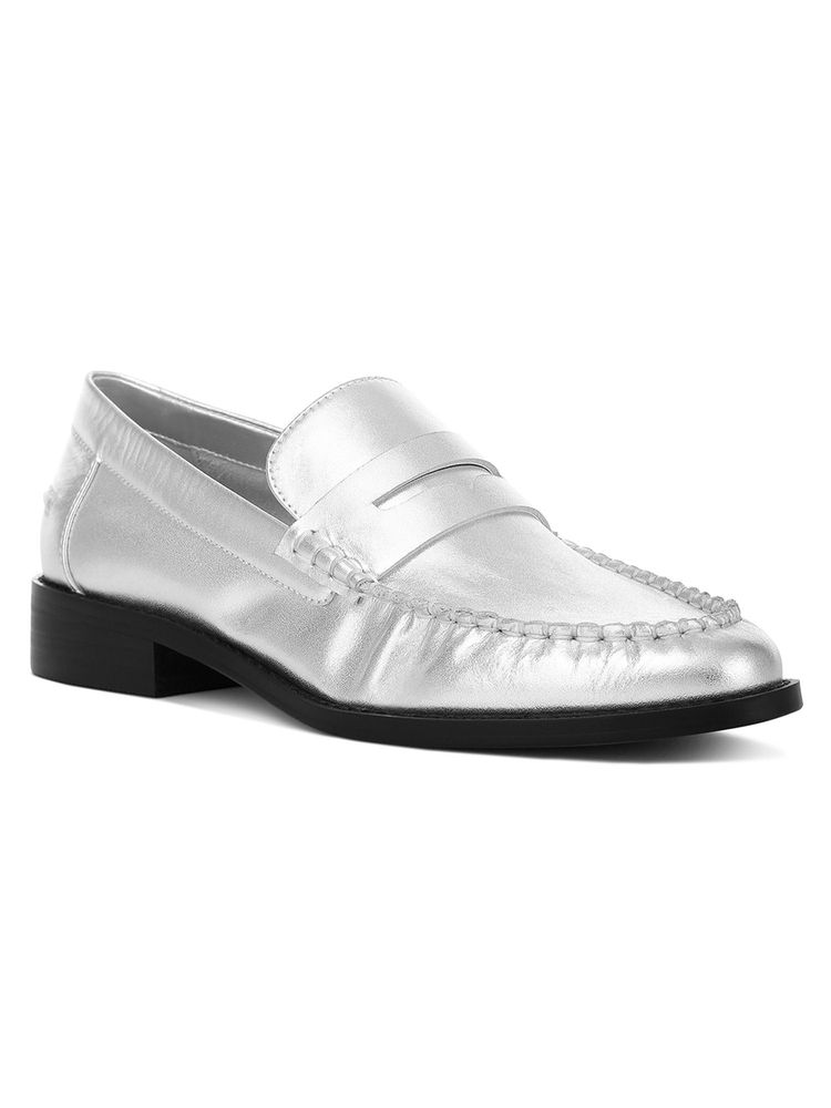 Rag & Co Silver Leather Casual Women Loafers-image-29