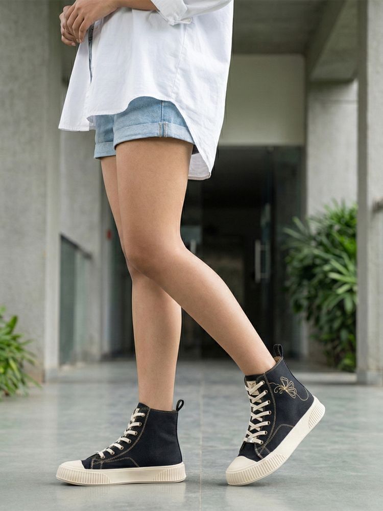 Yoho Black Canvas Casual Women Sneakers-picture-24