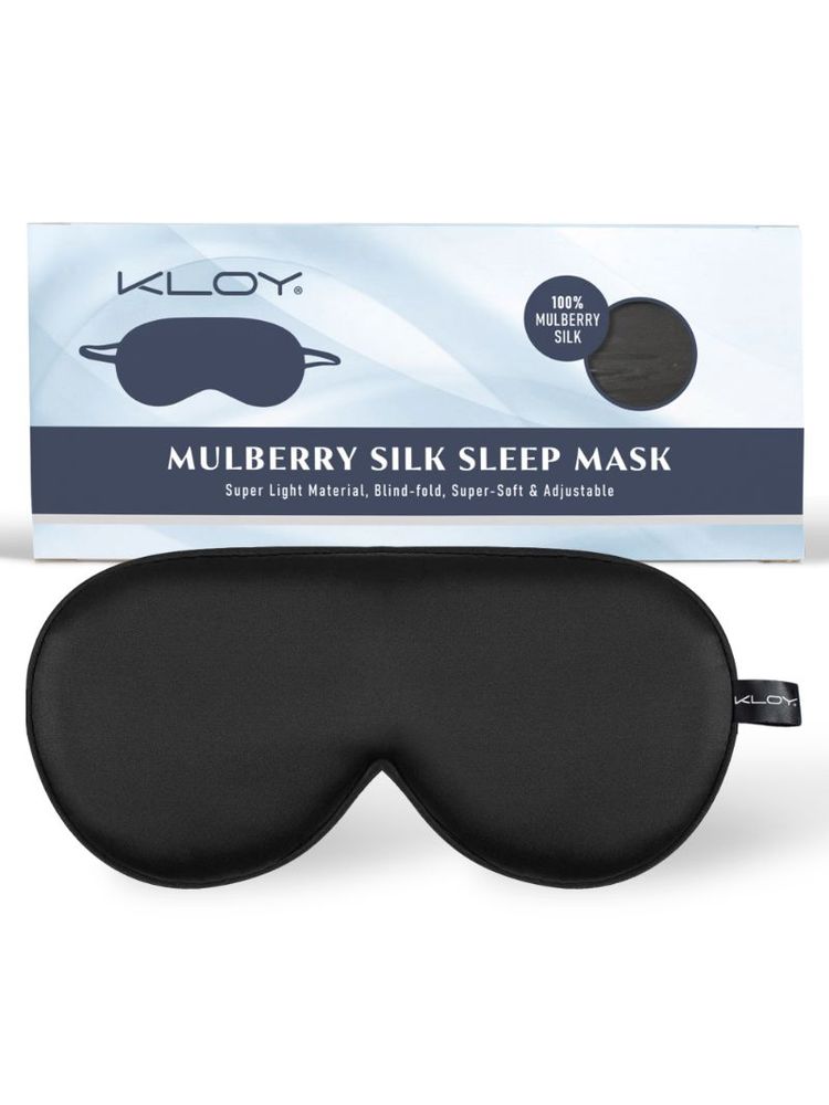 KLOY 100% Mulberry Silk Sleep Eye Mask - Black