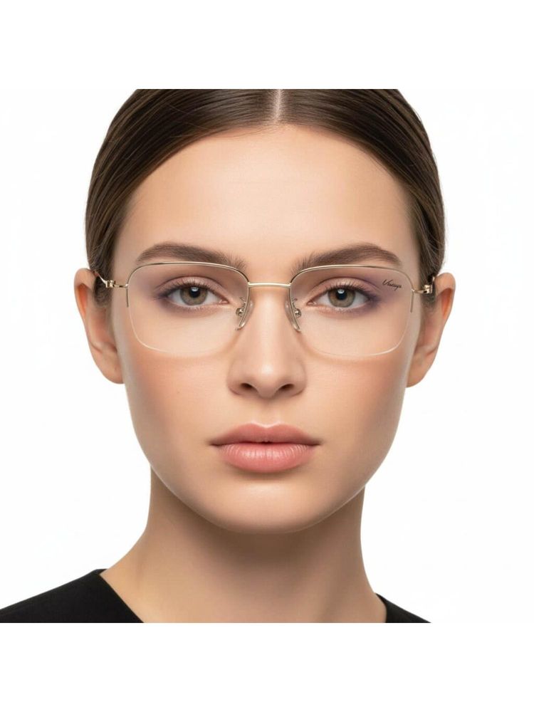 Vintage Unisex Rectangle Regular Lens Gold Frame (54)-image-30