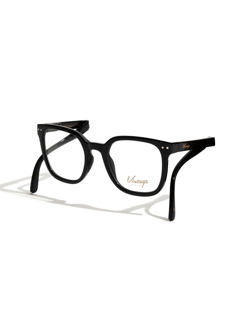 Vintage Unisex Round Regular Lens Black Frame (52)-image-30