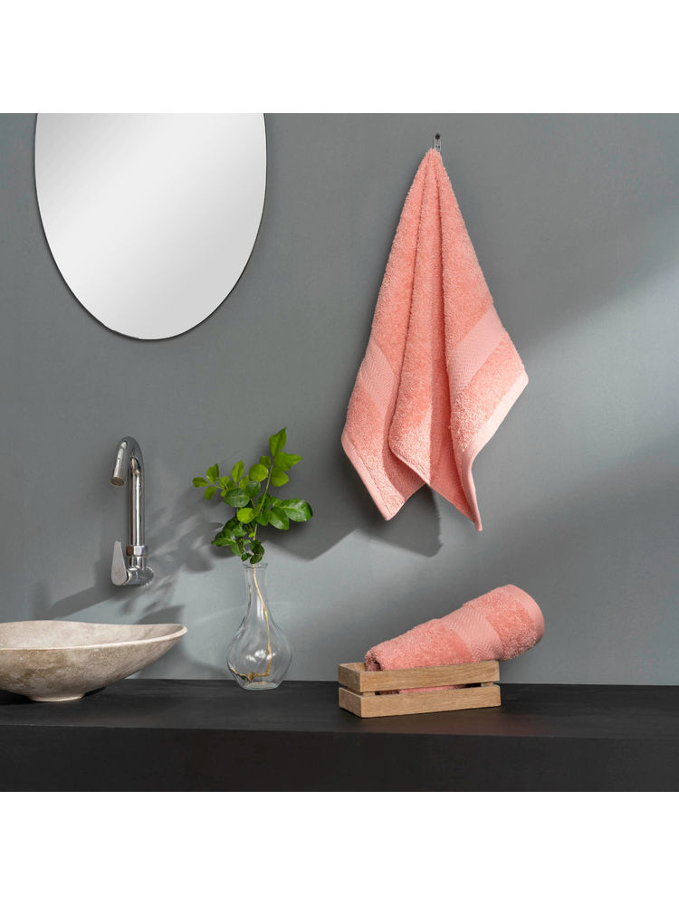 Ddecor Live Beautiful Peach Cotton 500 GSM Hand Towel - Pack of 2
