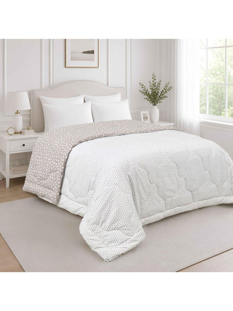 Indra's Beige & Off-White Reversible 140 GSM Microfiber Double AC Comforter-picture-19