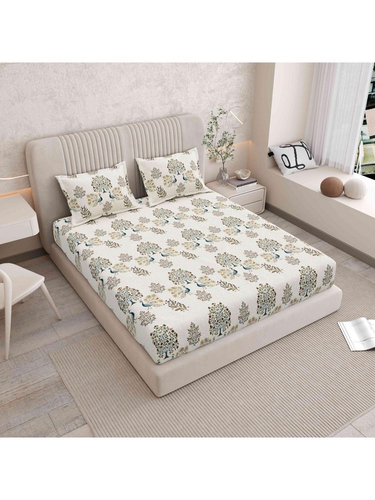 Indra's 120 TC Viscose Cotton king Bedsheet With 2 Pillow covers - Blue-picture-22