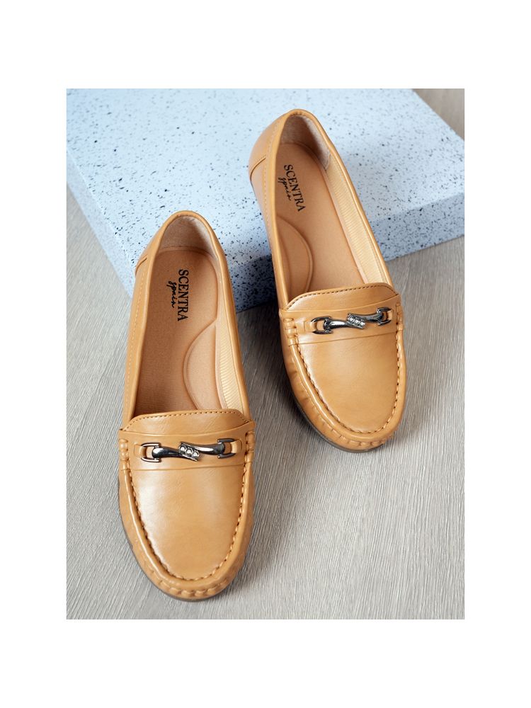 SCENTRA Amaya Tan Cushioned Loafers-picture-21