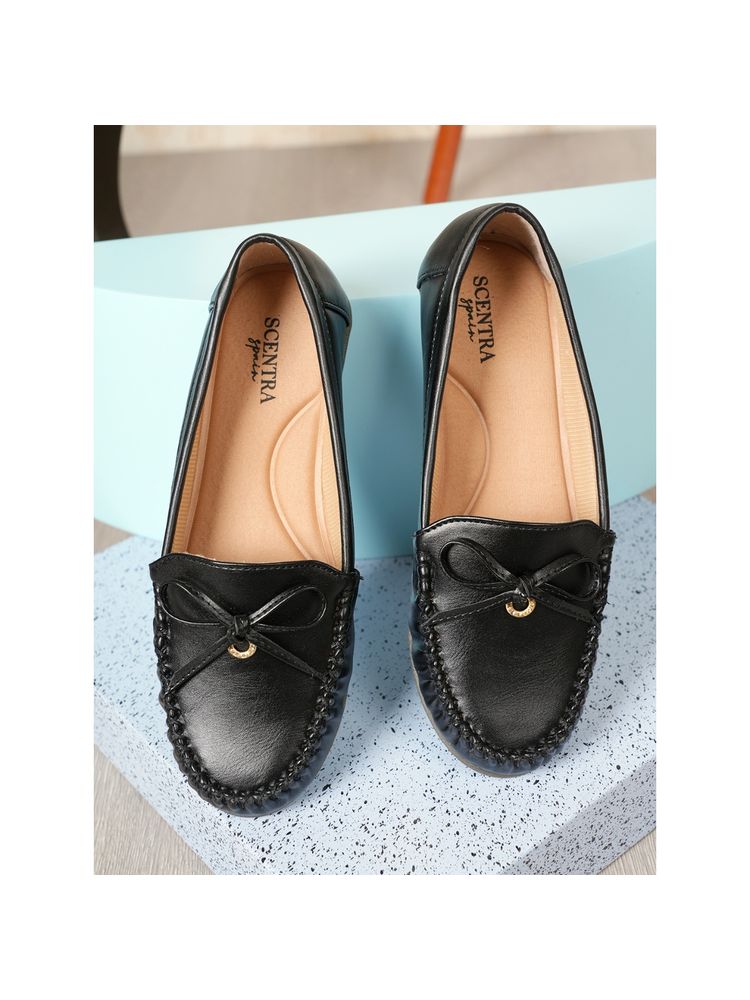 SCENTRA Xenia Black Cushioned Loafers-image-11