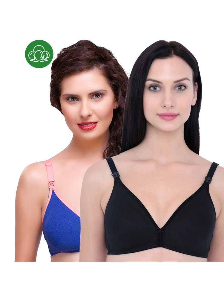 Inner Sense Organic Cotton Antimicrobial Nursing Bra Pack of 2 - Multi-Color-image-27