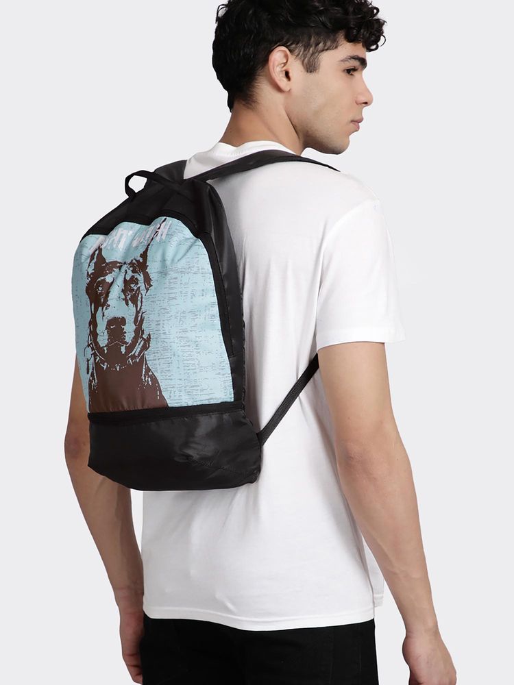Bewakoof Unisex Black and Blue Night Watch Printed Small Backpack-picture-21