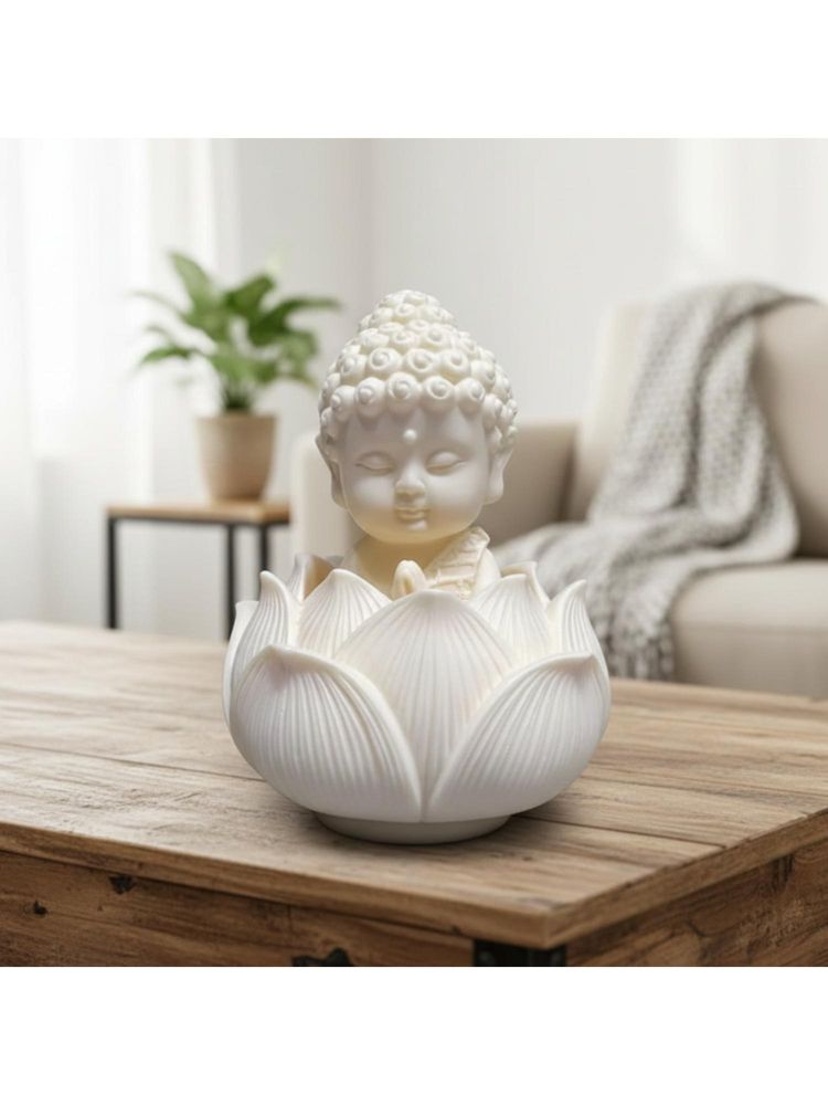 eCraftIndia White Lotus Baby Buddha Statue Showpiece For Home Decor-picture-21