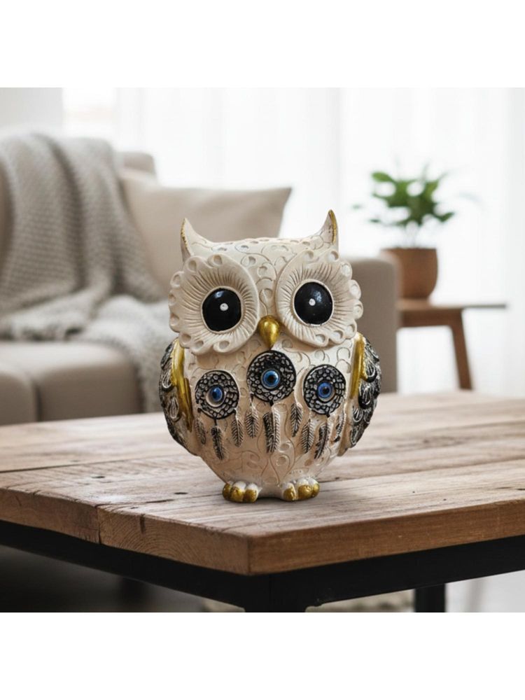 eCraftIndia Resin Off White Owl Showpiece For Home Decor-image-42