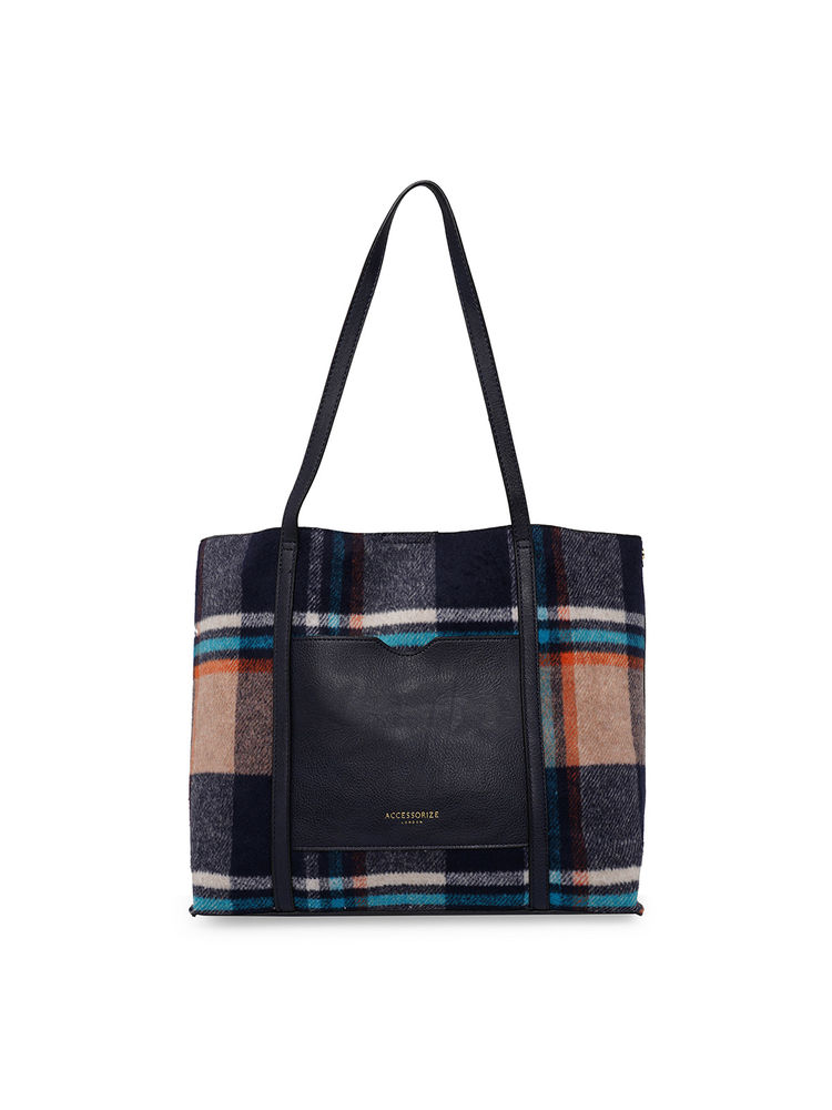 Accessorize London Womens Faux Leather Multi-Color Camden Check Tote-image-31