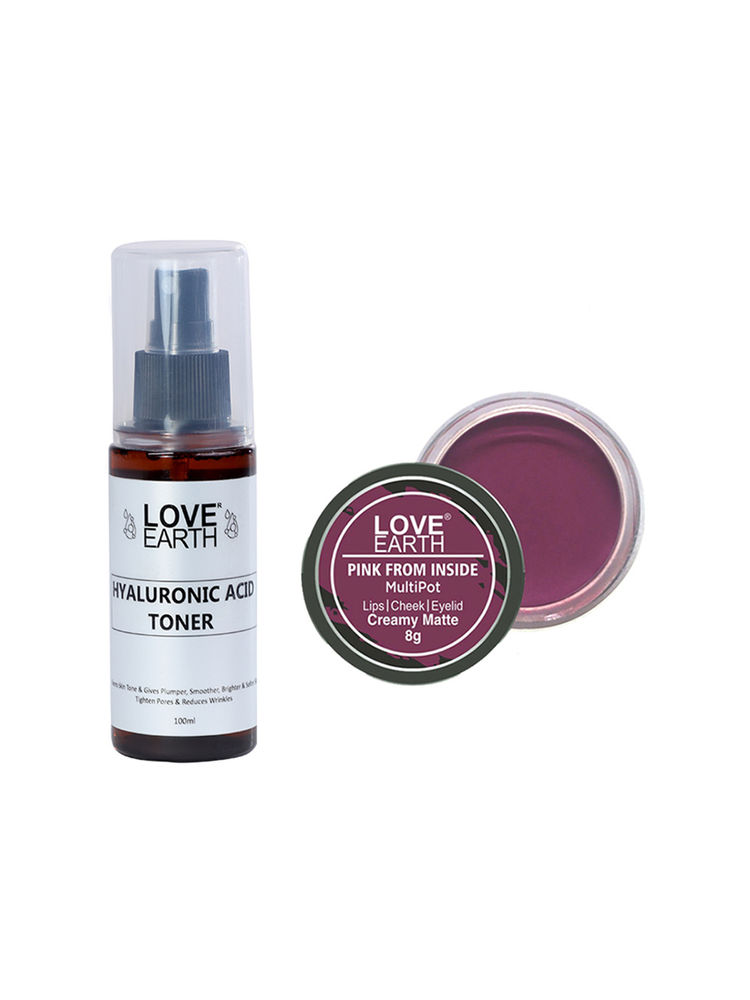 Love Earth Lip Tint & Cheek Tint Pink From Inside + Hyaluronic Acid Toner