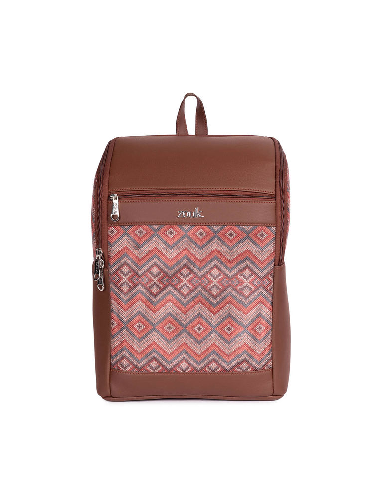 Zouk Amalia Unisex Vegan Leather Laptop Backpack - Gwalior Weaves (L)-picture-25