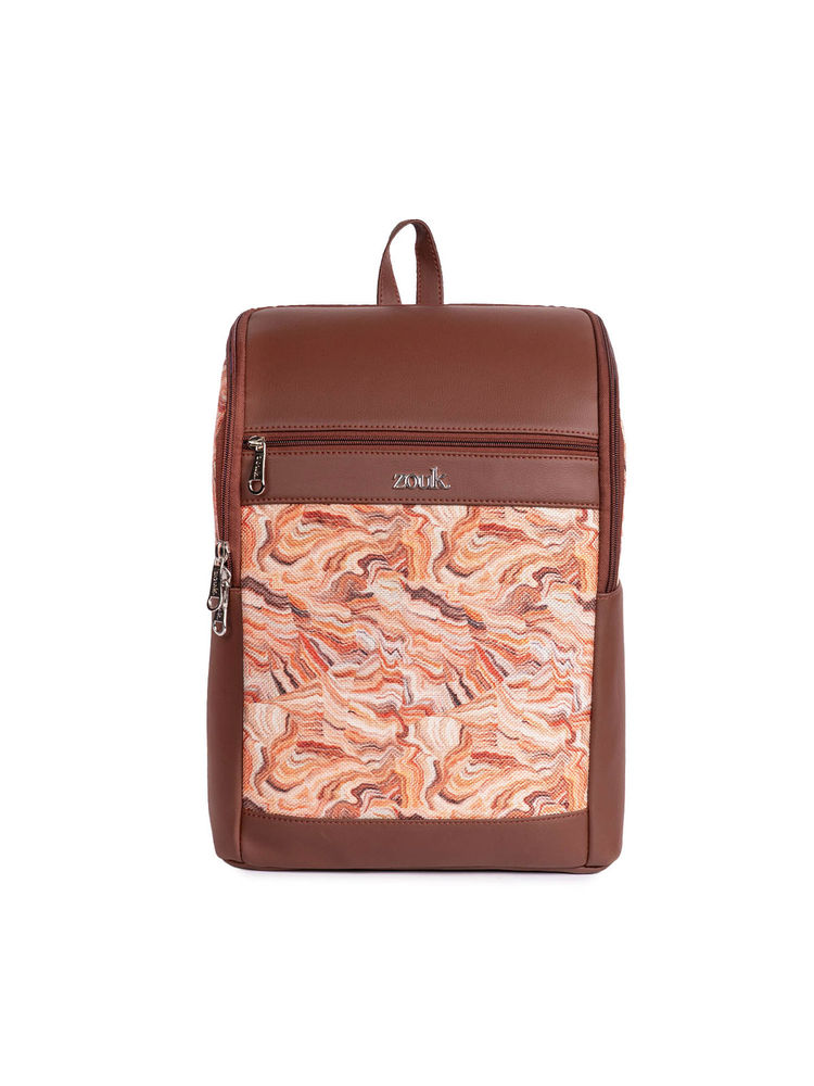 Zouk Amalia Unisex Vegan Leather Laptop Backpack - Nicobar Coral (L)-picture-37