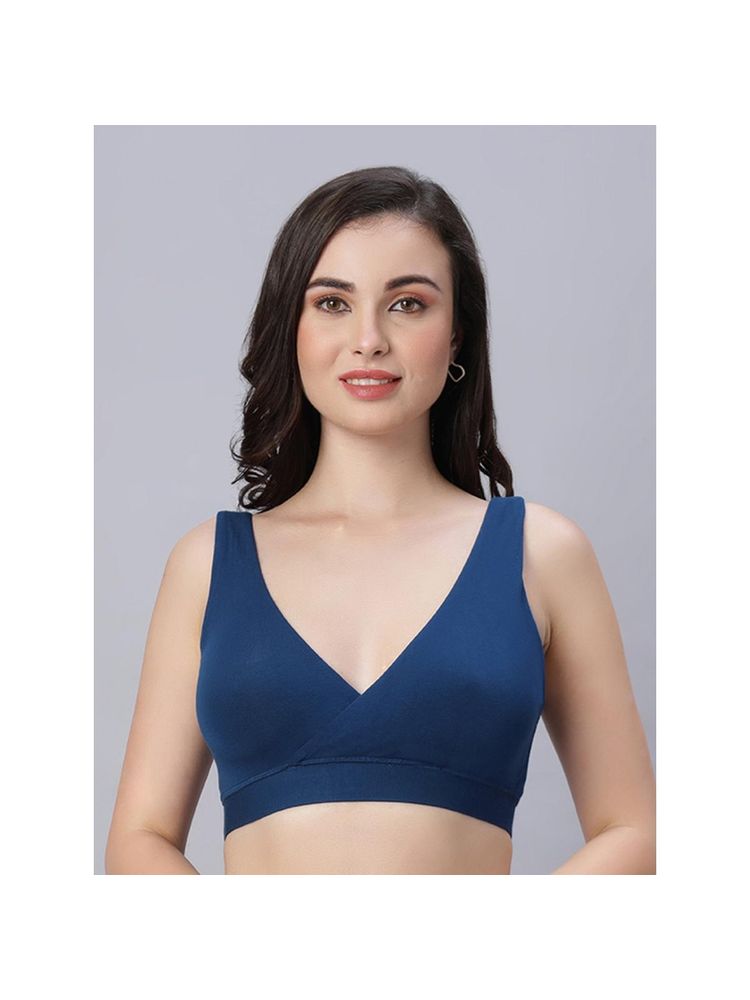 Mamma's Maternity Royal Blue Solid Antimicrobial Bamboo Fabric Padded Maternity Nursing Bra-image-14