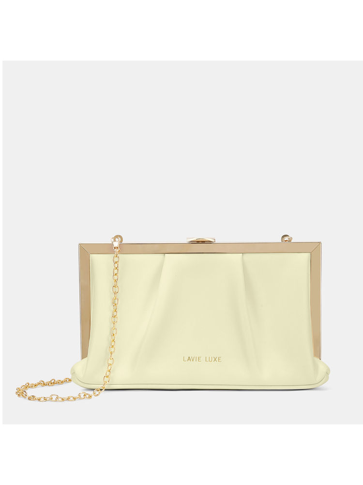 Lavie Luxe Women's Pleatz framed clutch (Offwhite) (M)-picture-36