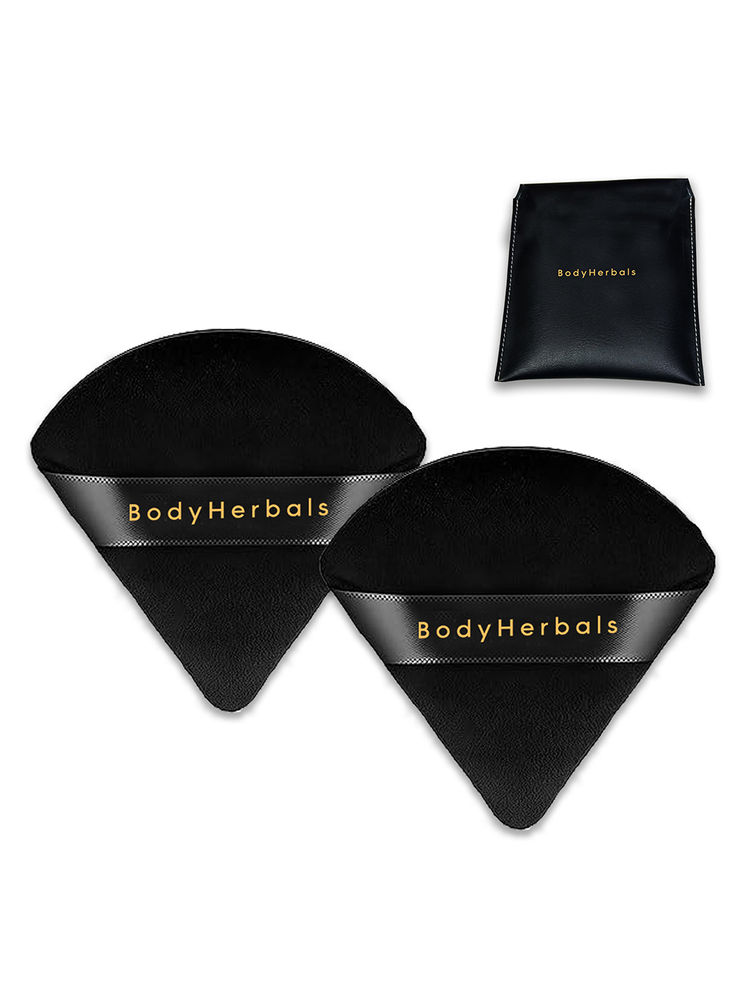 BodyHerbals Powder Puff Soft Triangle Makeup Sponge With Free Leatherite Pouch (Black) - Pack Of 2-picture-10