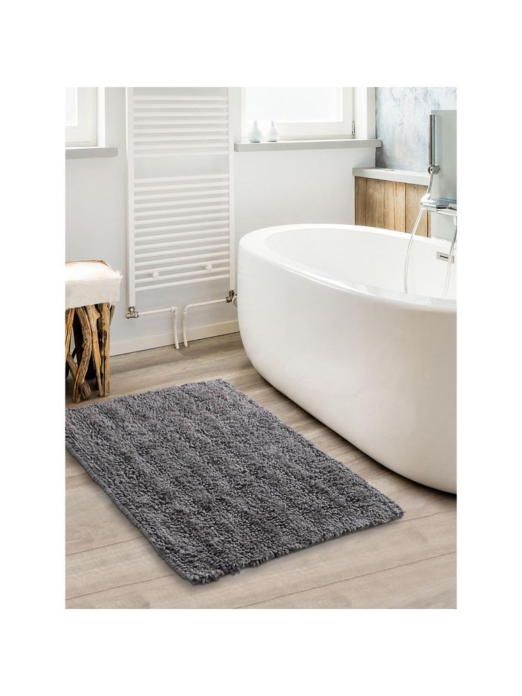 Sashaa World Charcoal Tufted Striped Bathmat-image-14