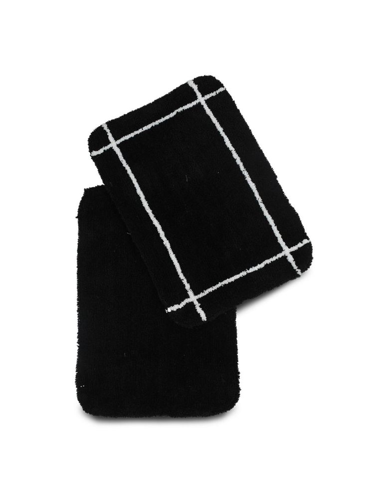 Sashaa World Black Anti-Slip Microfiber Bathmats (Pack of 2)-picture-11