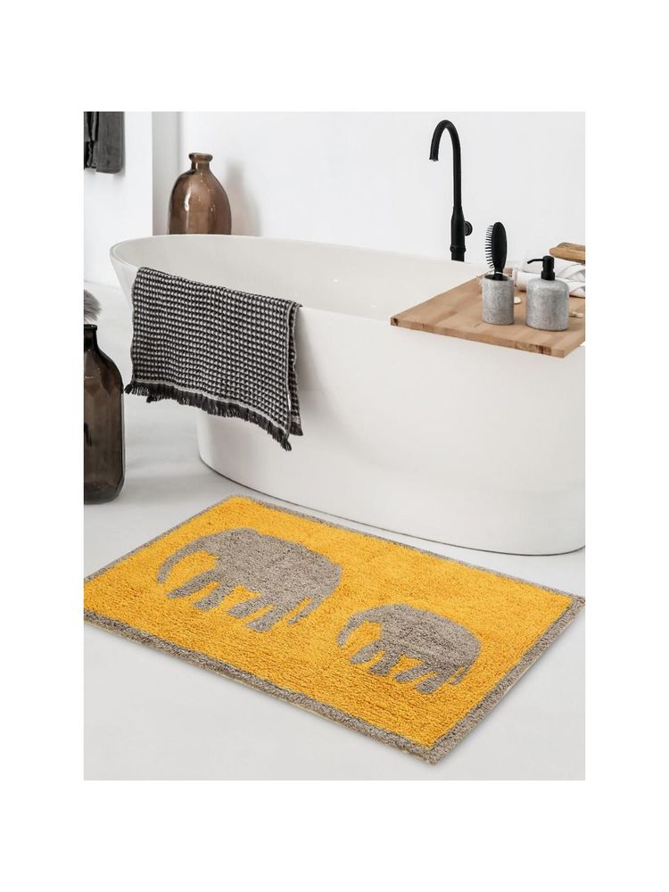 Sashaa World Mustard Elephant Patterned Bathmats (Pack of 2)-image-15