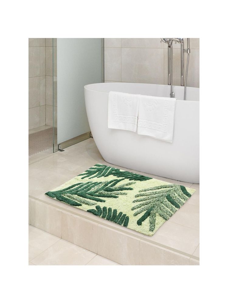 Sashaa World Green Leaf Pattern Bathmats (Pack of 2)-image-17