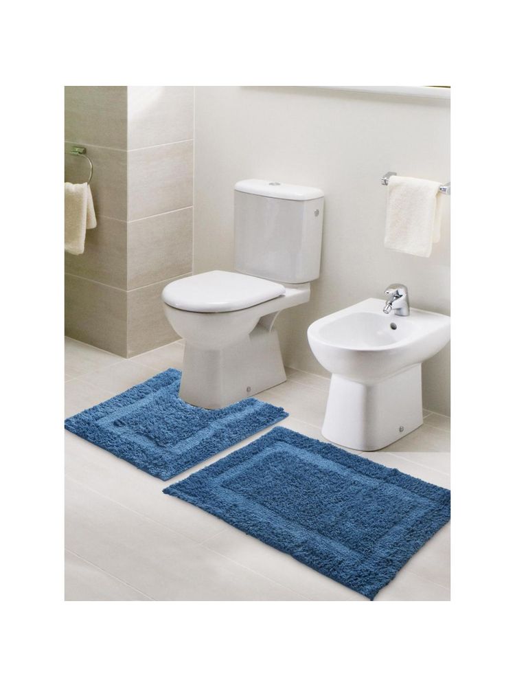 Sashaa World Navy Blue Anti-Skid Solid Bathmats (Pack of 2)-picture-25