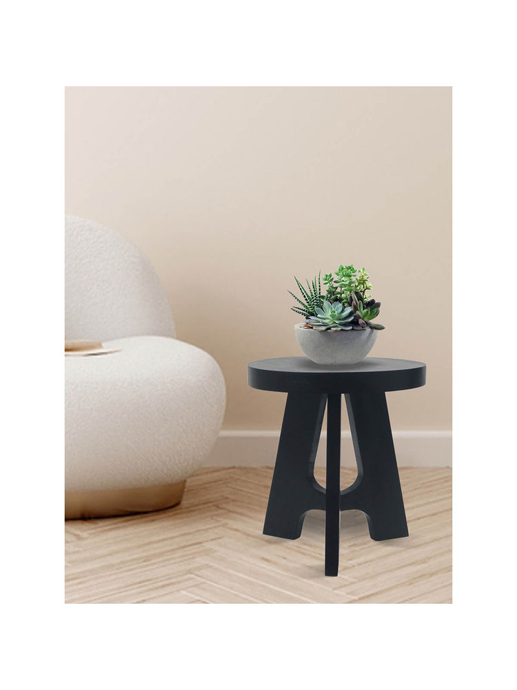 Metalsmith Mango Wood Side Table for Indoor, Outdoor, Home & Office Solid Wood End Table - Black-image-1