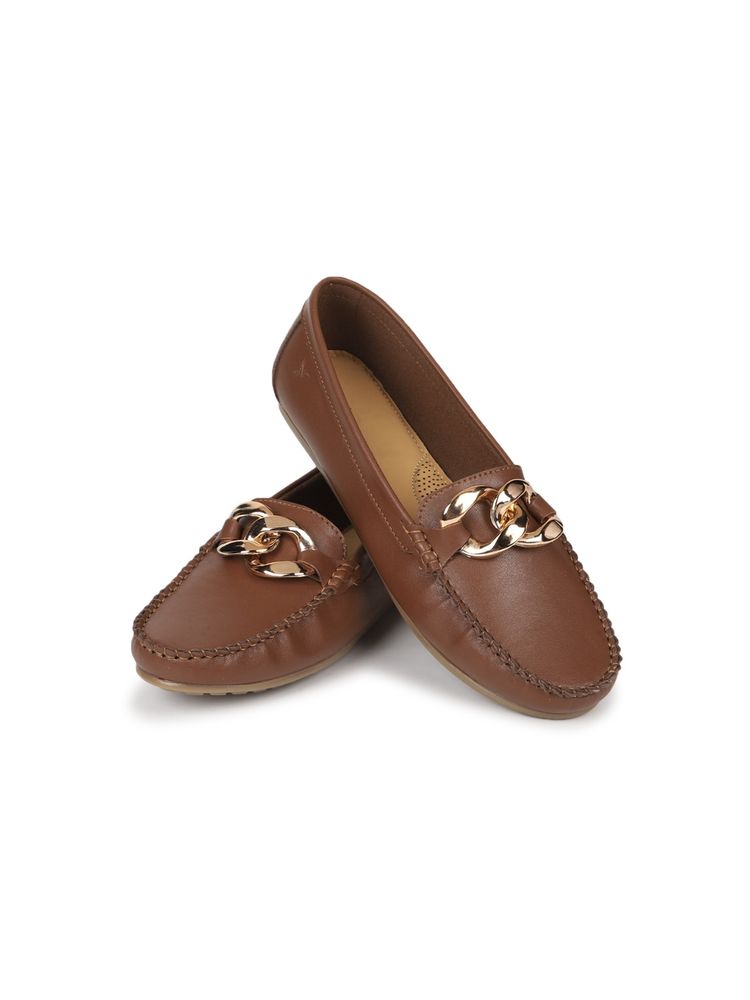 Yoho Tan Bliss Comfortable Loafers for Women-picture-25