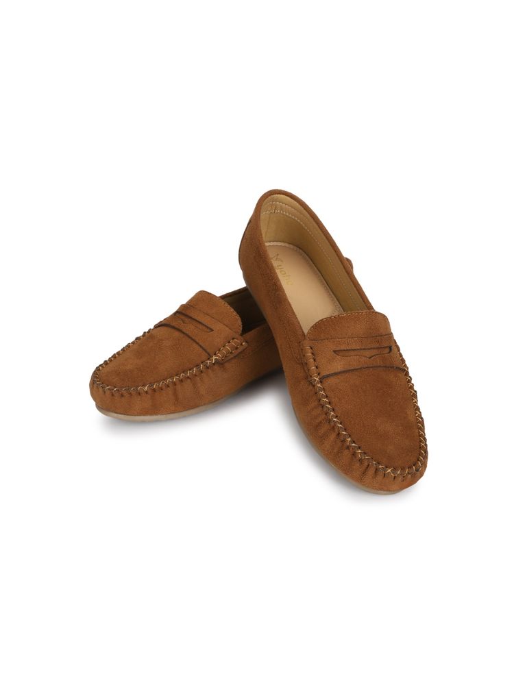 Yoho Tan Bliss Comfortable Loafers for Women-picture-44
