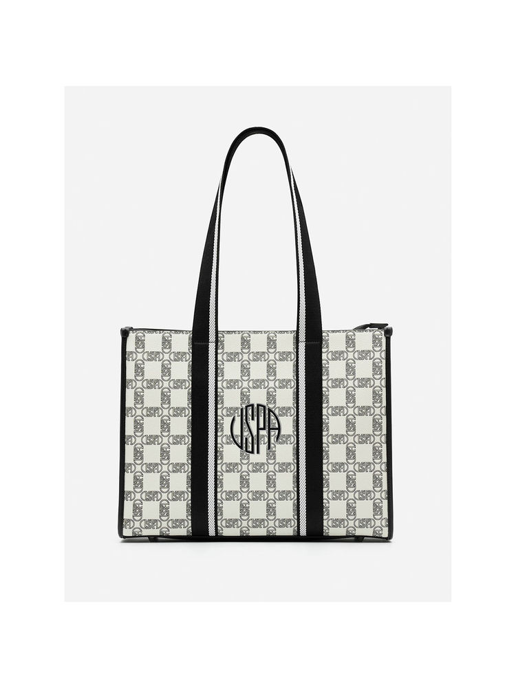 U.S. POLO ASSN. Brianna Off White tote Handbag with Monogram Print-image-48